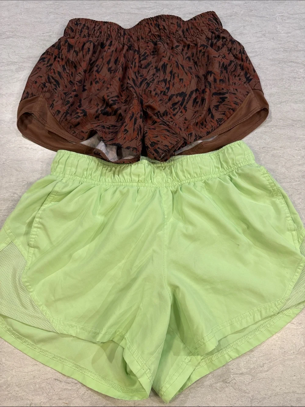 Athletic Works Brown Animal-Print & Lime Green Athletic Shorts Set - Picture 1 of 6